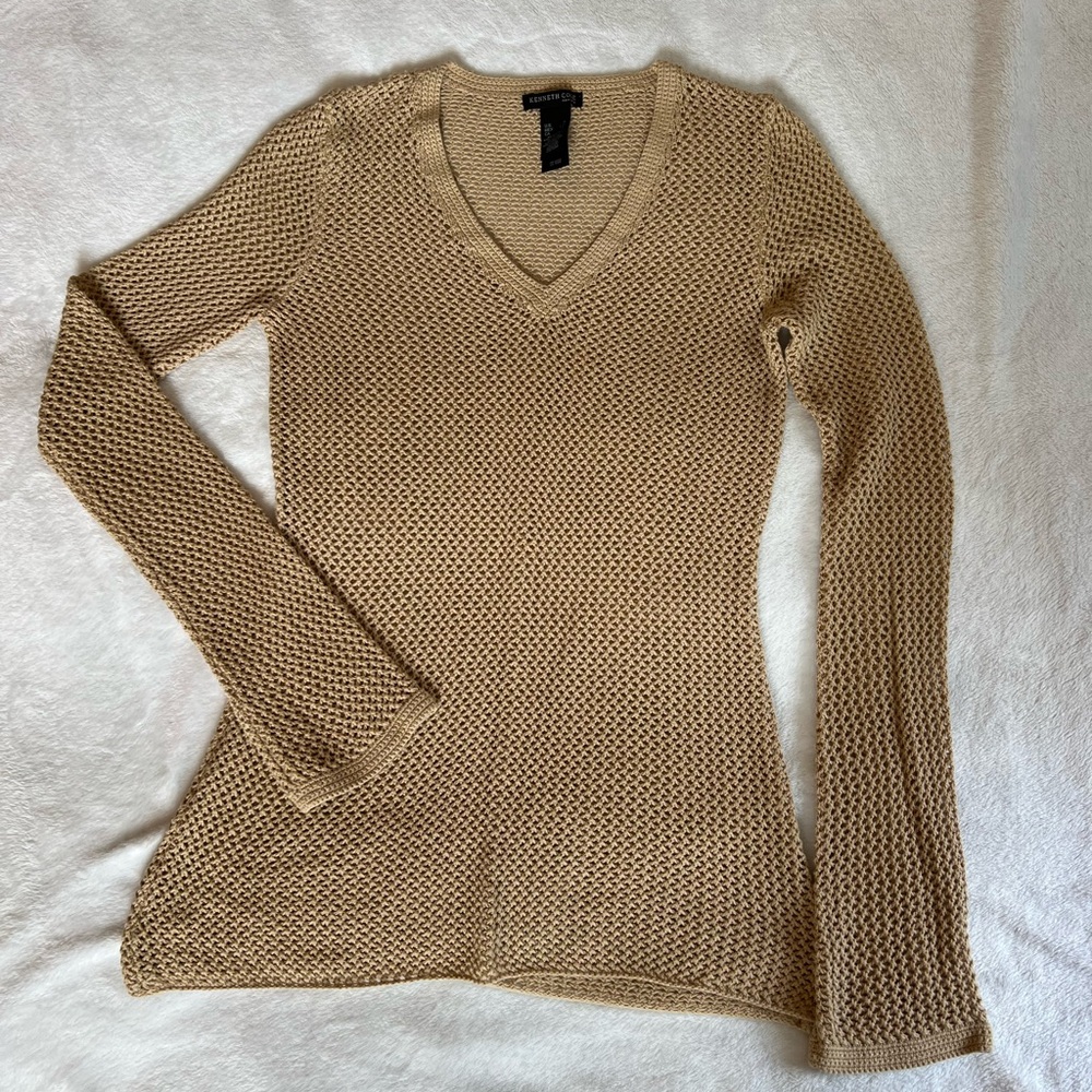 Kenneth Cole New York Beige V-Neck Sweater